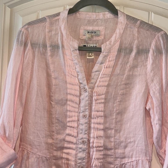 I love linen light pink linen button down Malvin Germany size S/US 6 cottagecore - Picture 4 of 17